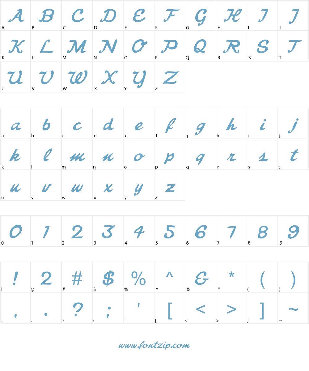 Freebrush Script Font Character